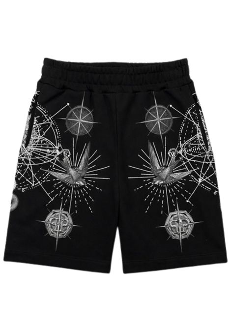 Black cotton Bermuda shorts for children Philipp Plein | BBE029NERO